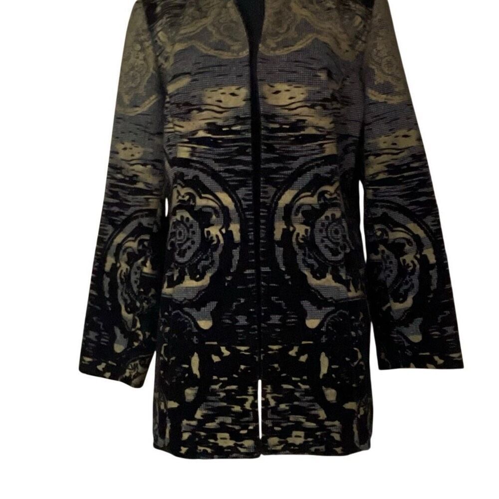 Chicos Women’s Mid Length Riders Style Flocked Jacket/Coat - Picture 3 of 11